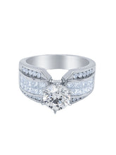 18k White Gold Diamond Bezel Corner Princess and Round Cut Engagement Ring 1.29c - LA DIAMOND